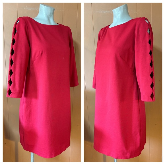 RSVP by Talbots Red Sheath Dress Cut-Out Arms 8P - Picture 3 of 9